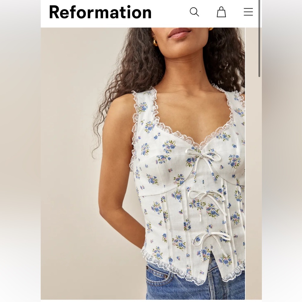 Reformation Brenda Linen Top M